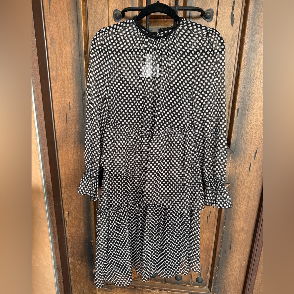 Who What Wear Monochrome Polka Dot Blouse